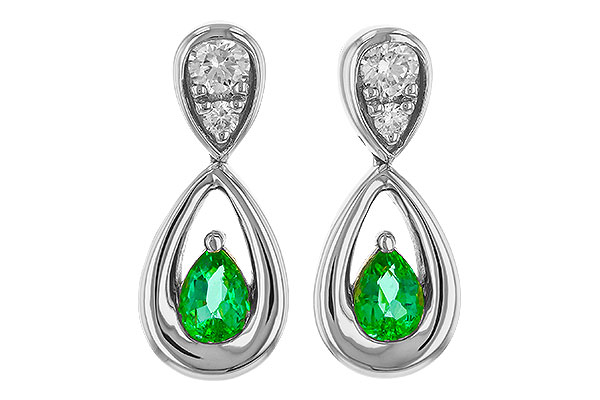 A329-76686: EARRINGS .20 EMERALD .32 TGW (4x3 EMER)
