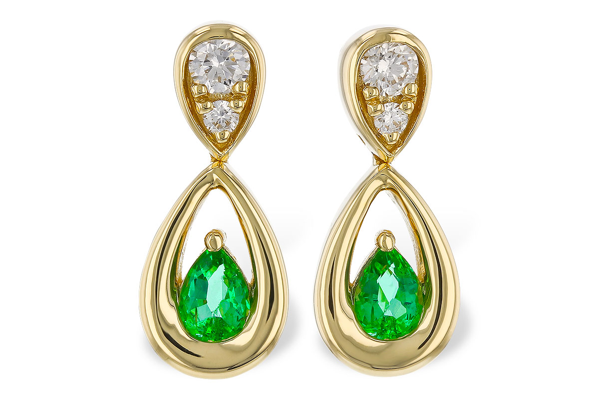 A329-76686: EARRINGS .20 EMERALD .32 TGW (4x3 EMER)