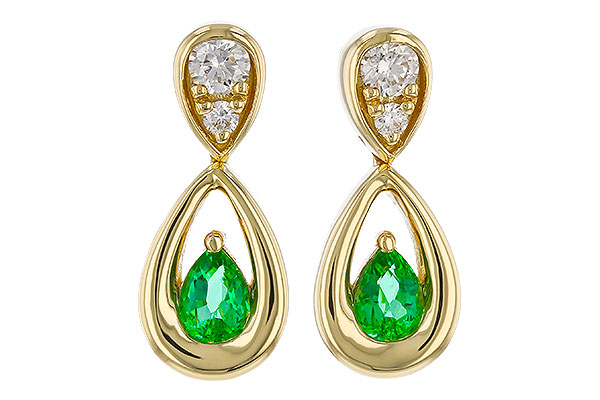 A329-76686: EARRINGS .20 EMERALD .32 TGW (4x3 EMER)
