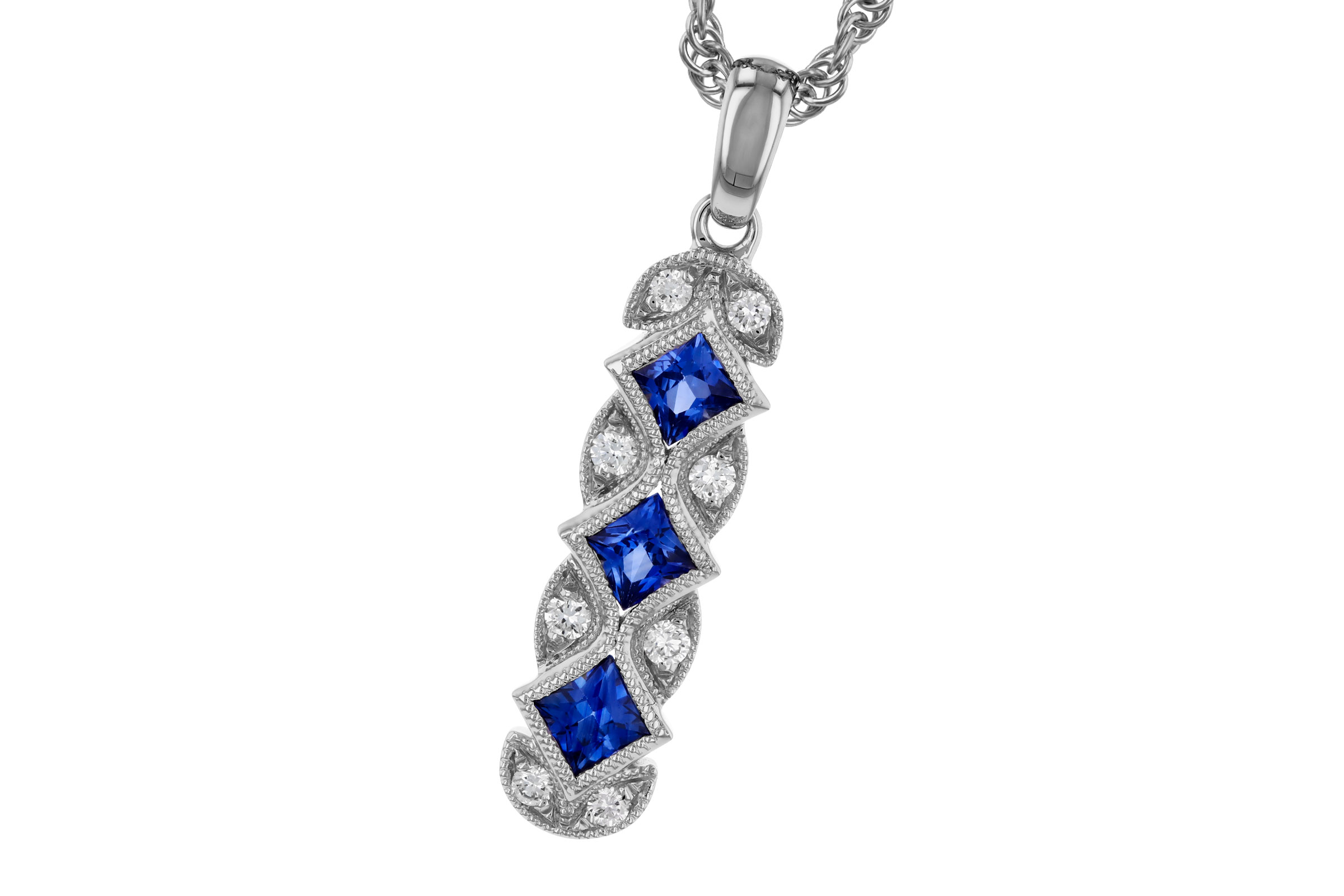 A330-65731: NECKLACE .55 TW SAPPHIRE .64 TGW