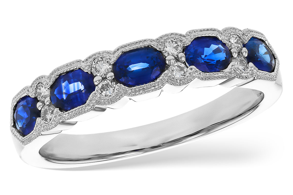 B328-87586: LDS WED RG .92 SAPPHIRE 1.04 TGW (4x3MM SAPP)