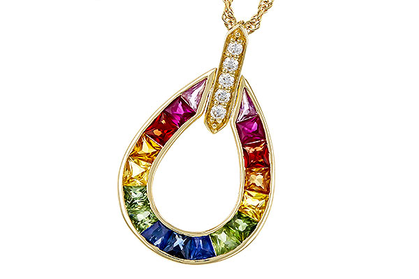 C329-75758: NECKLACE 1.10 MULTI-COLOR SAPPH 1.15 TGW