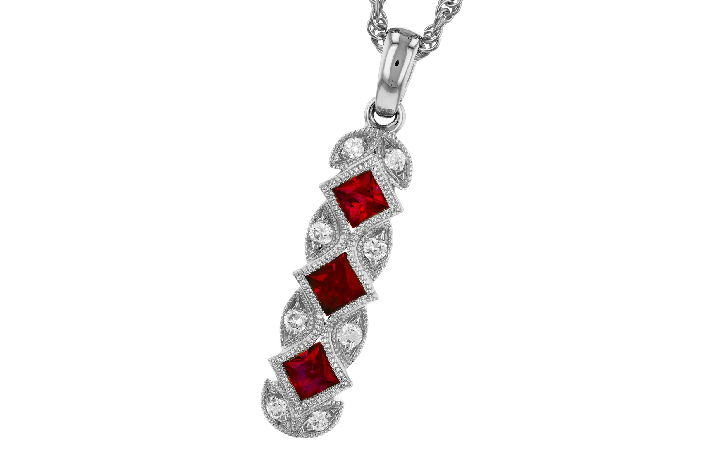 C330-64858: NECKLACE .55 TW RUBY .64 TGW