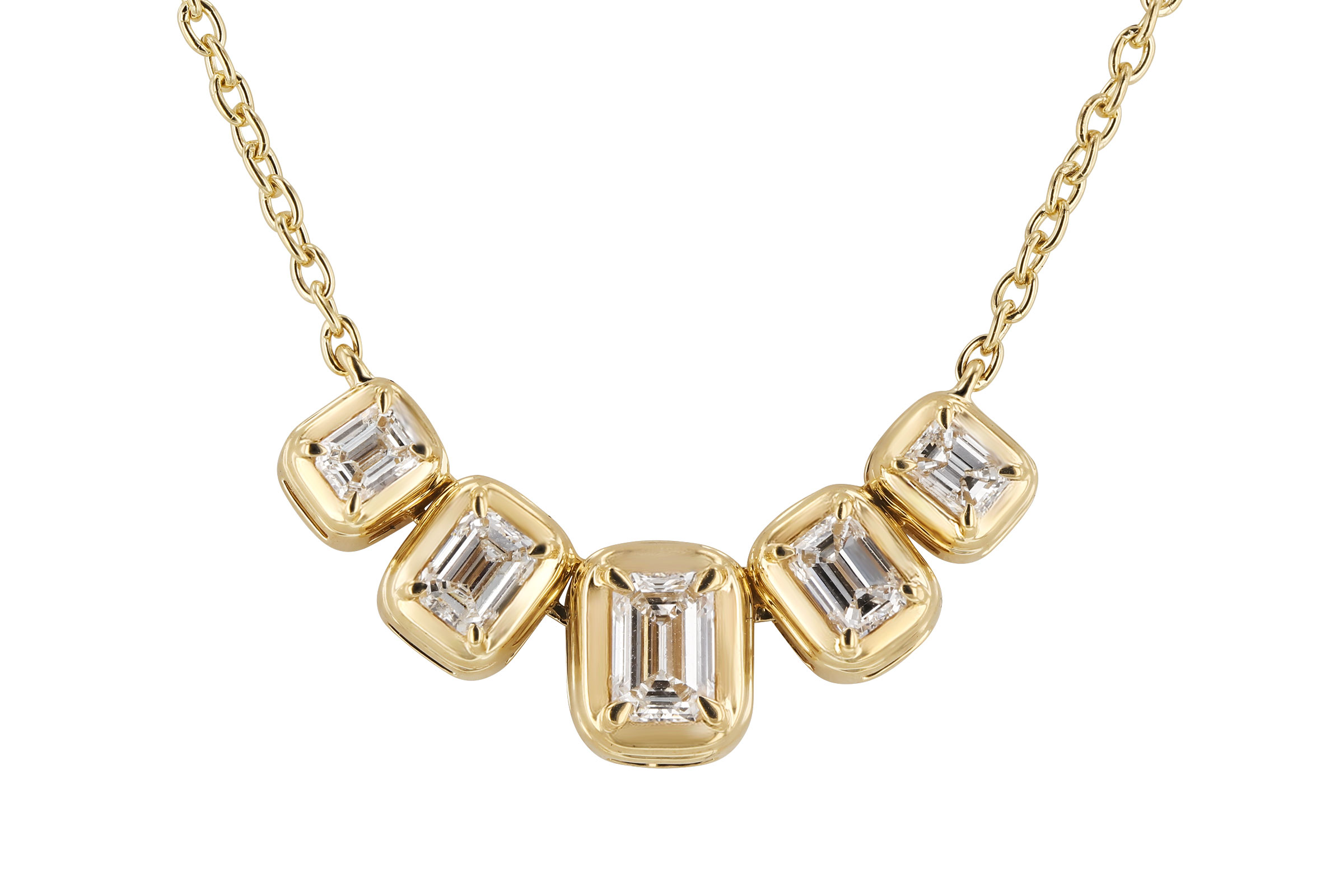C330-66649: NECKLACE .87 TW EMERALD CUT DIA (18")