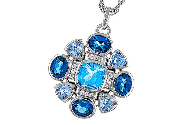E329-75731: NECKLACE 3.19 TW BLUE TOPAZ 3.25 TGW