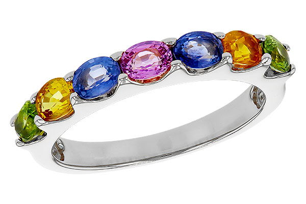 E329-75758: LDS WED RG 1.54 TW MULTI-COLOR SAPPHIRE