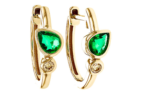 E329-77631: EARRINGS .38 TW EMERALD .44 TGW