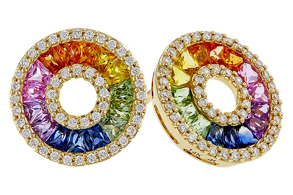 F329-75758: EARRINGS 2.10 MULTI-COLOR SAPP 2.37 TGW