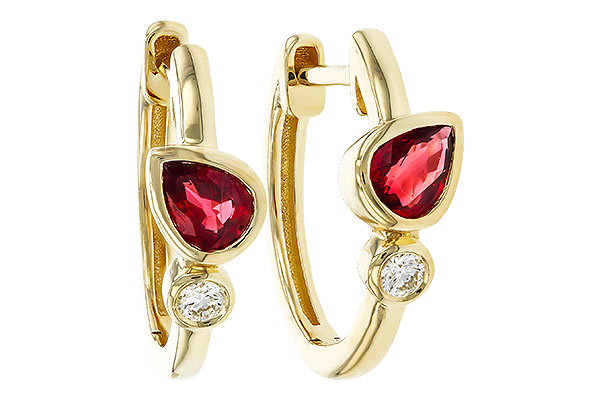 F329-77631: EARRINGS .48 RUBY .54 TGW