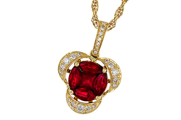 F329-78513: NECKLACE .86 TW RUBY 1.00 TGW