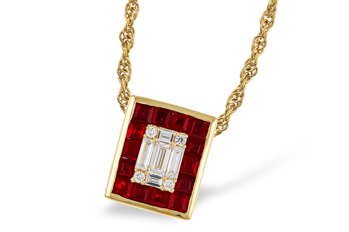 F329-80322: NECKLACE .82 RUBY TW 1.00 TGW