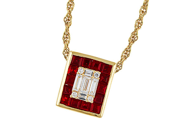 F329-80322: NECKLACE .82 RUBY TW 1.00 TGW
