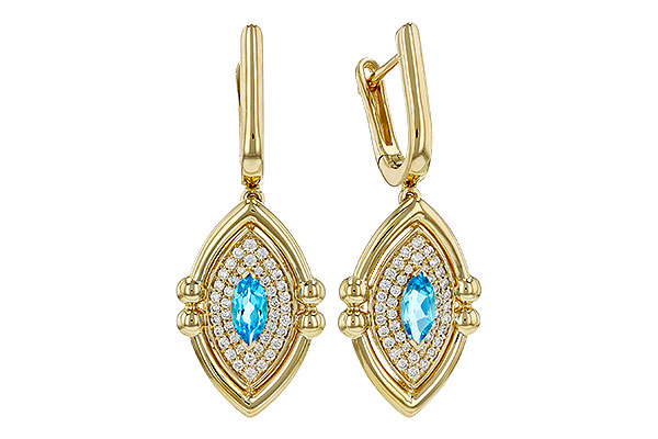F330-63958: EARRINGS .50 TW BLUE TOPAZ .78 TGW (6x3MM BT)