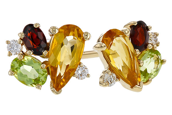G329-75758: EARRINGS .66 SEMI PREC (CIT,PER,GAR) .70 TGW