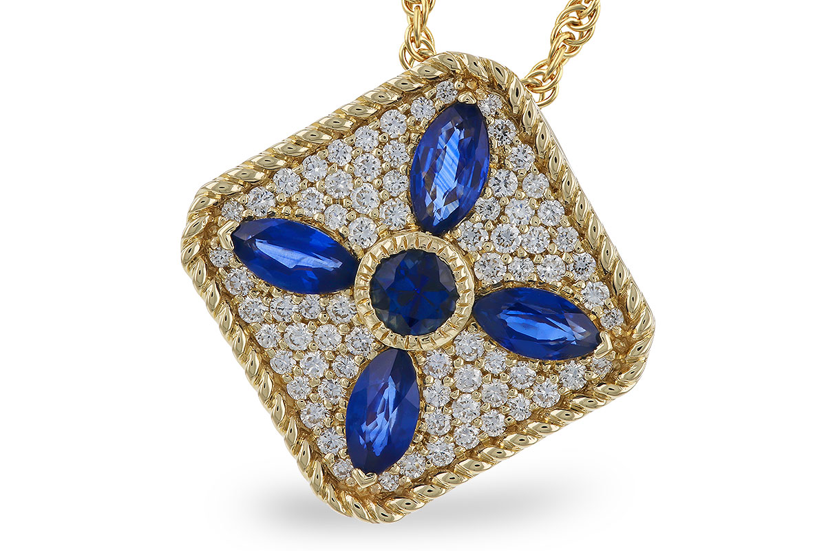 G329-77558: NECKLACE .89 TW SAPPHIRE 1.20 TGW