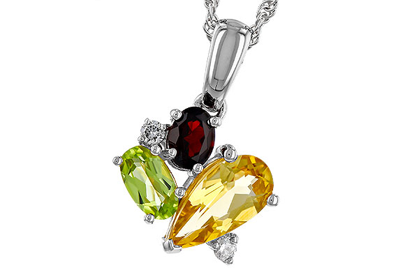H329-75758: NECKLACE .79 SEMI PREC (CIT,PER,GAR) .82 TGW