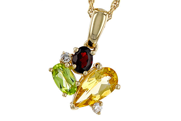 H329-75758: NECKLACE .79 SEMI PREC (CIT,PER,GAR) .82 TGW