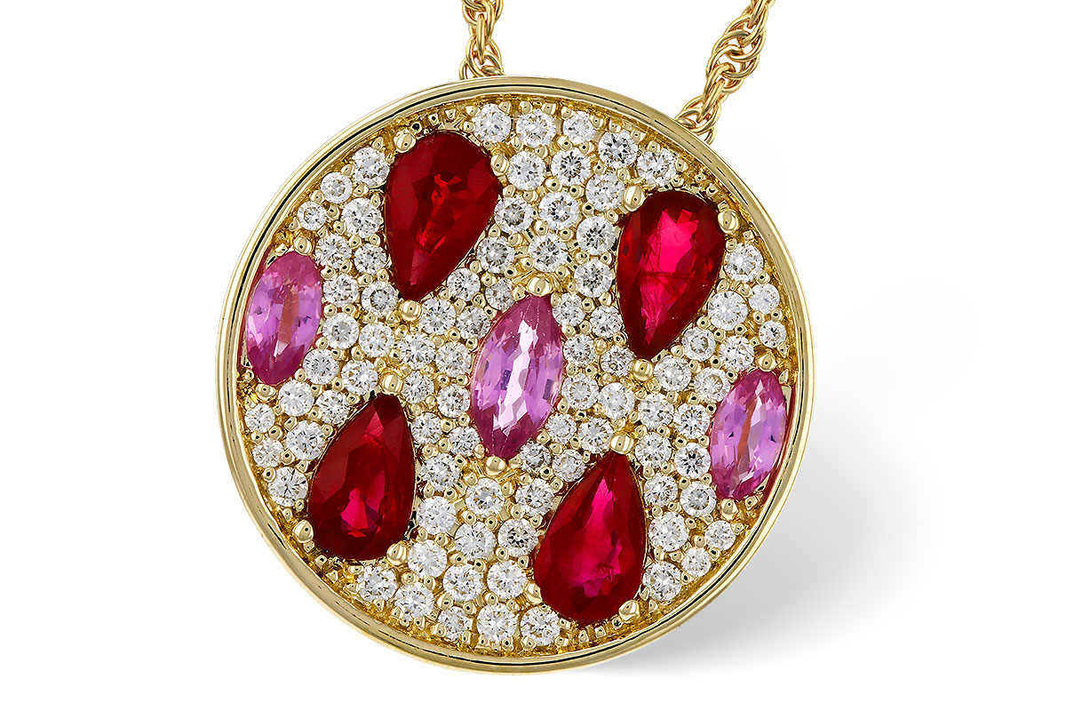 H329-81194: NECK 1.42 TW PRECIOUS (RUBY & PINK SAPP) 1.82 TGW