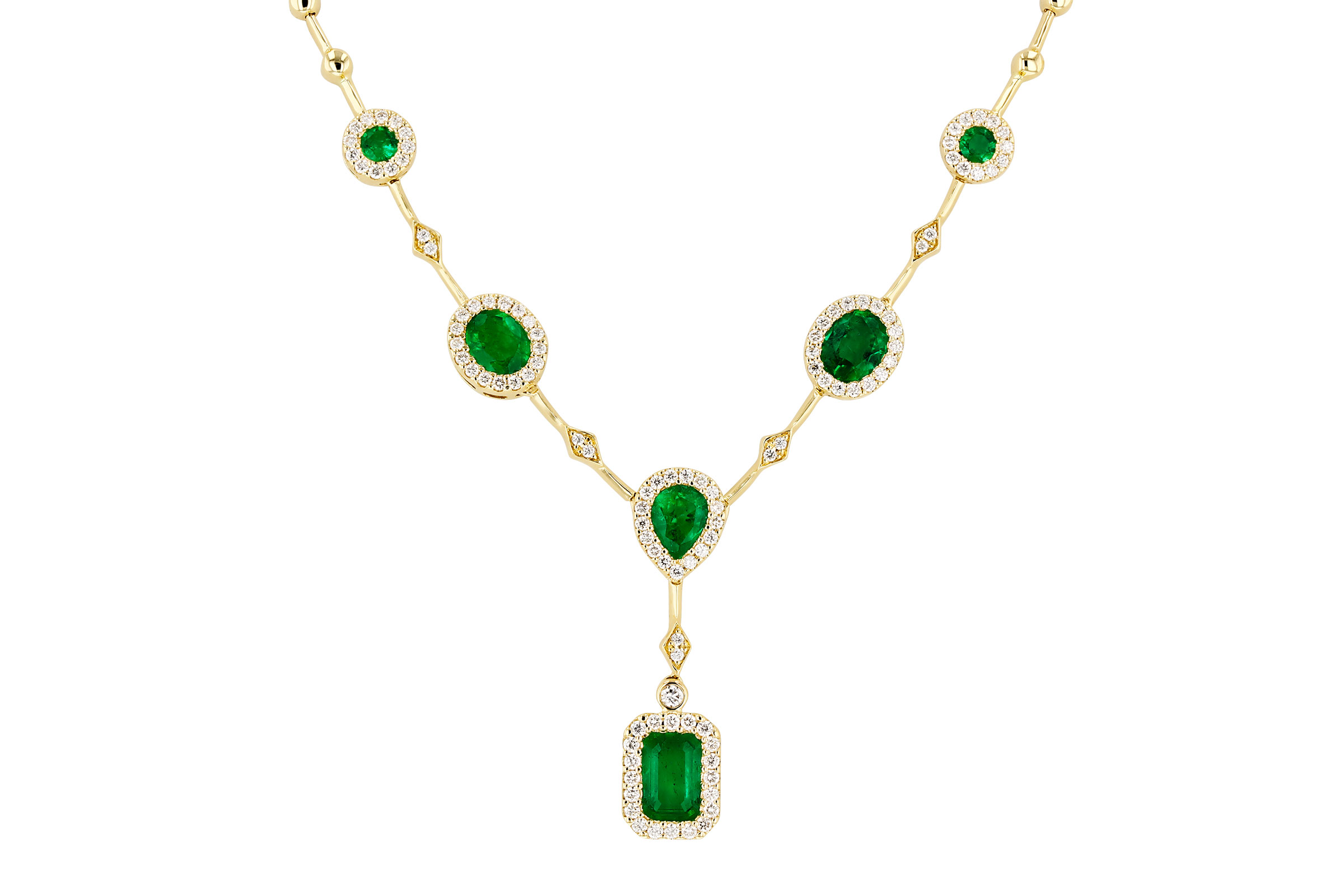 K330-65731: NECKLACE 1.66 TW EMERALD 2.08 TGW (17")