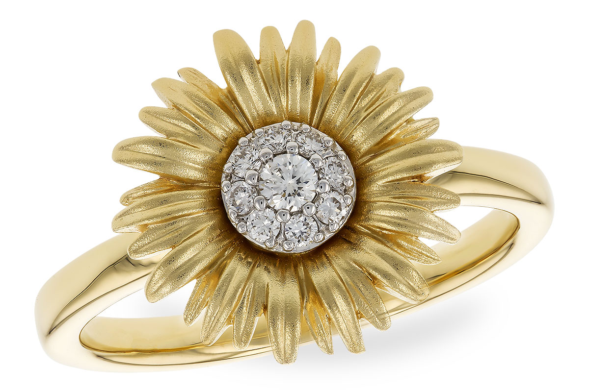 L328-85803: M328-84876 WITH YG & PETALS / WG SETTING .10 TW