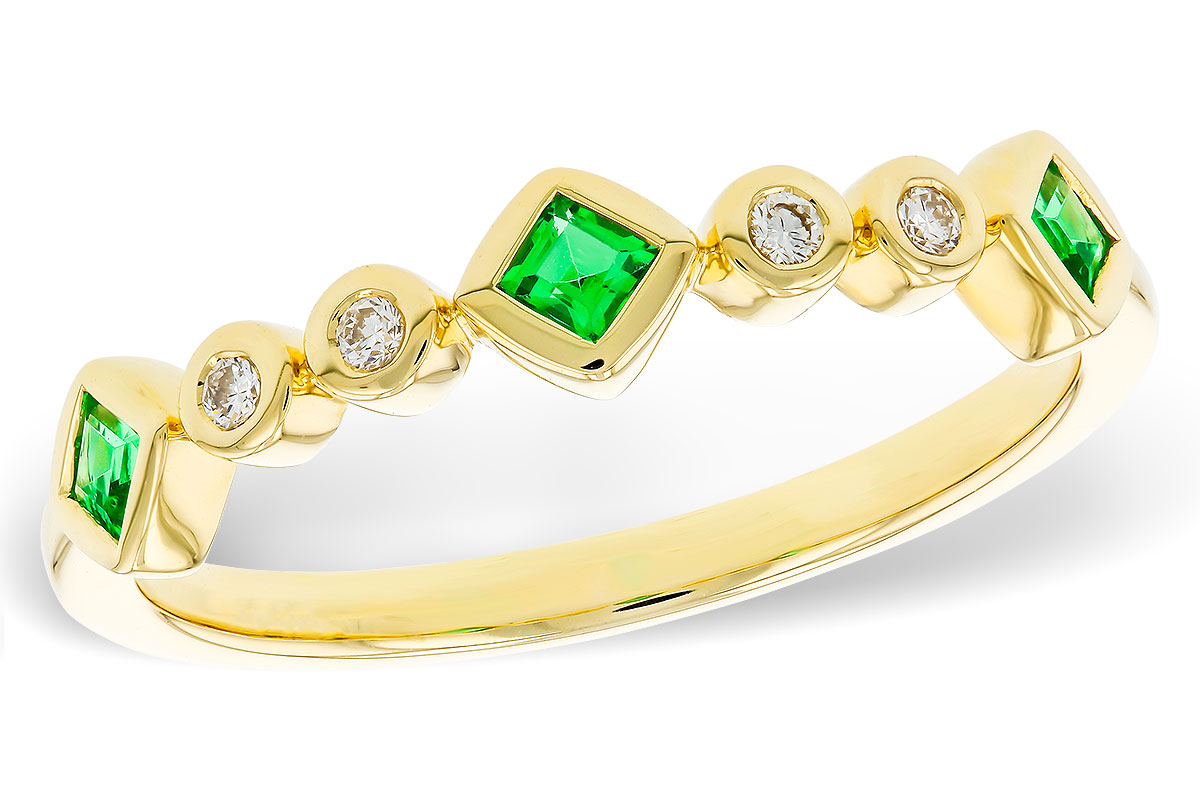 L329-77621: LDS WED RG .14 TW EMERALD .19 TGW