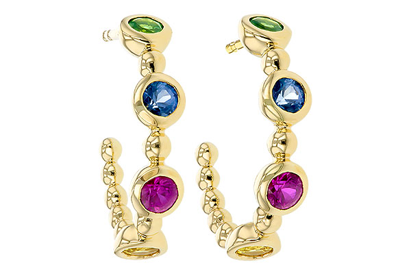 L330-63912: EARR .68 TW MULTI-COLOR SAPPH & GREEN GARNET