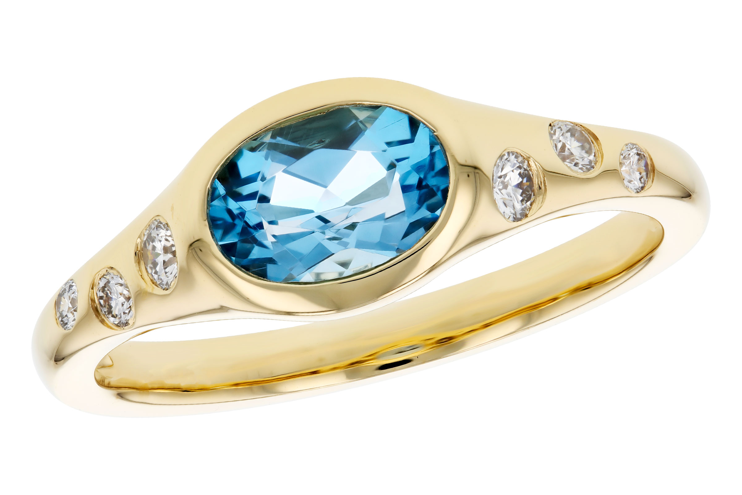 L330-65749: LDS RG .94 BLUE TOPAZ 1.08 TGW (7x5MM OV)