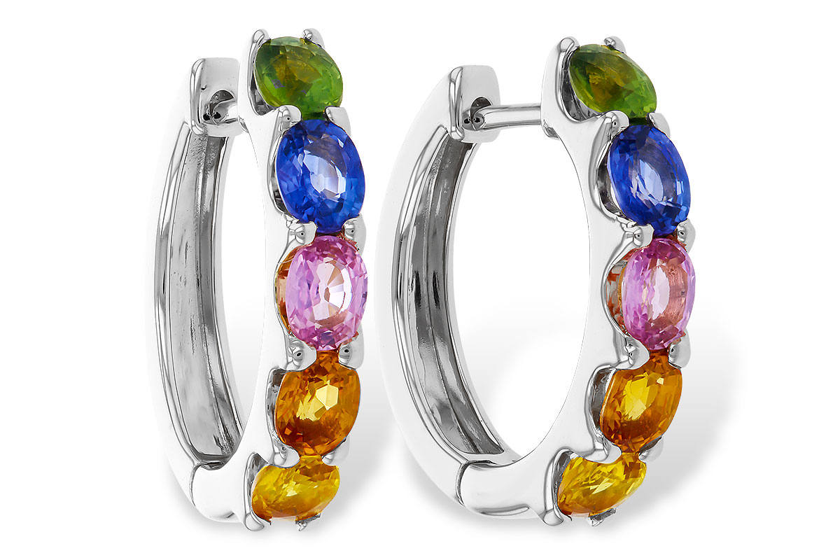 M329-75749: EARRINGS 2.20 TW MULTI-COLOR SAPPHIRE