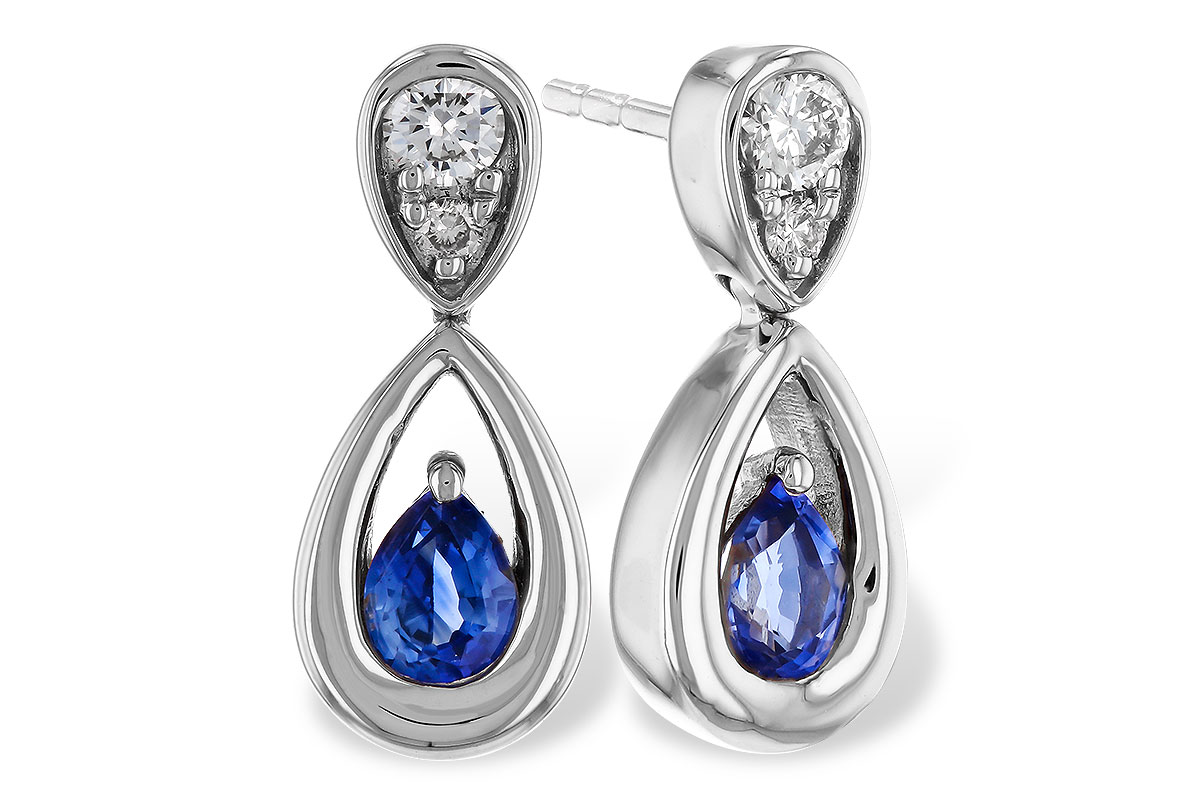 M329-75767: EARRINGS .42 SAPPHIRE .54 TGW (4x3 SAPP)