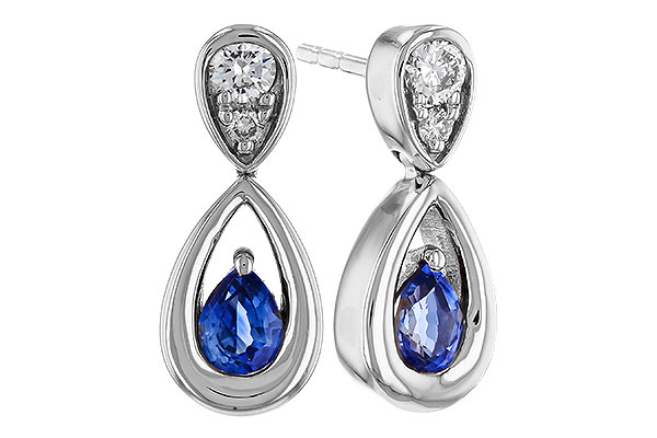 M329-75767: EARRINGS .42 SAPPHIRE .54 TGW (4x3 SAPP)