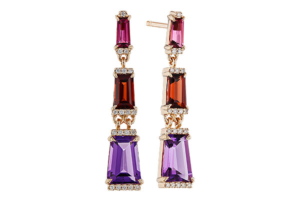 M329-76703: EARRINGS 1.98 SEMI-PREC (PT,GT,AMY) 2.05 TGW