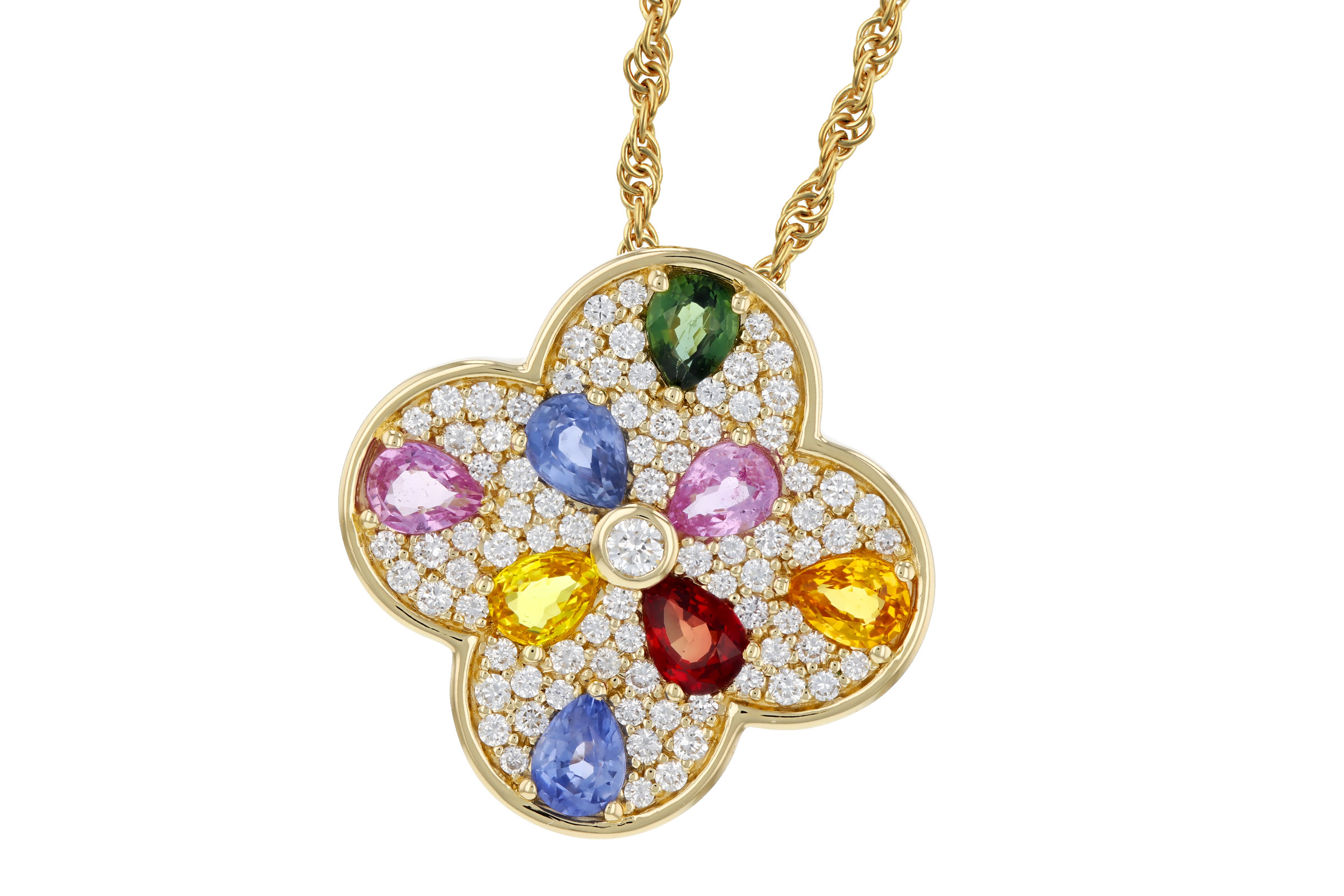 M330-66676: NECKLACE 1.40 MULTI-COLOR SAPPH 1.82 TGW